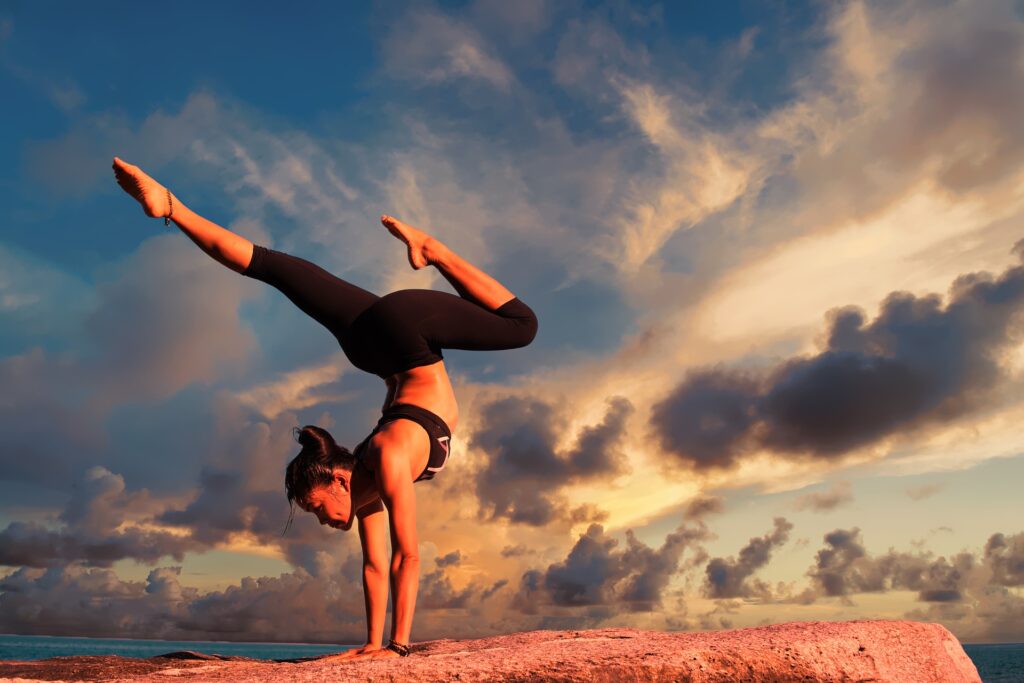 Woman doing yoga wearing cheaper leggings like Lululemon