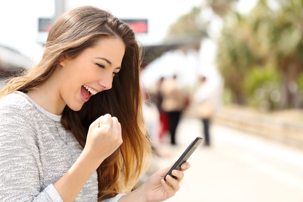 Happy woman with phone