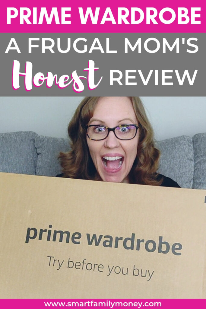 Prime Wardrobe: A frugal mom's honest review (woman holding prime wardrobe box)