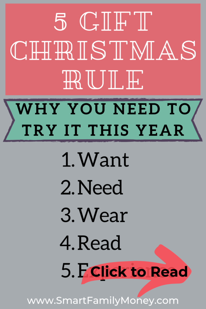 5 Gift Christmas Rule: Want, Need, Wear, Read, ???