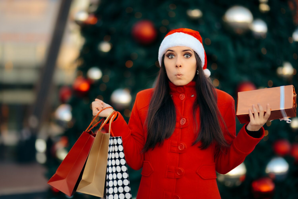 Woman holding her Christmas shopping