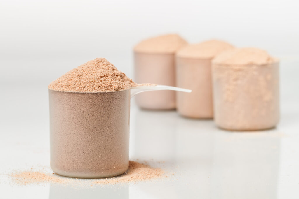 scoops of protein shake mix